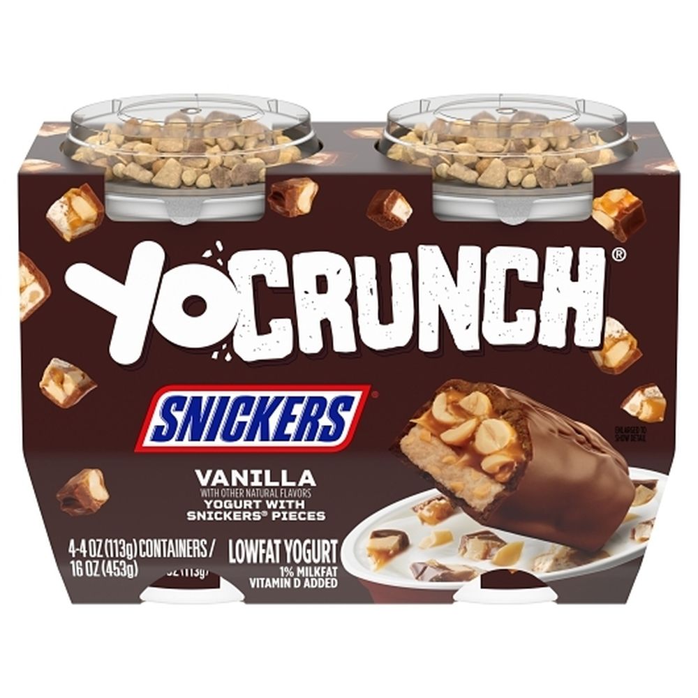 Yocrunch Vanilla Lowfat Yogurt With Snickers Pieces, 16 Ounce -- 6 Per Case