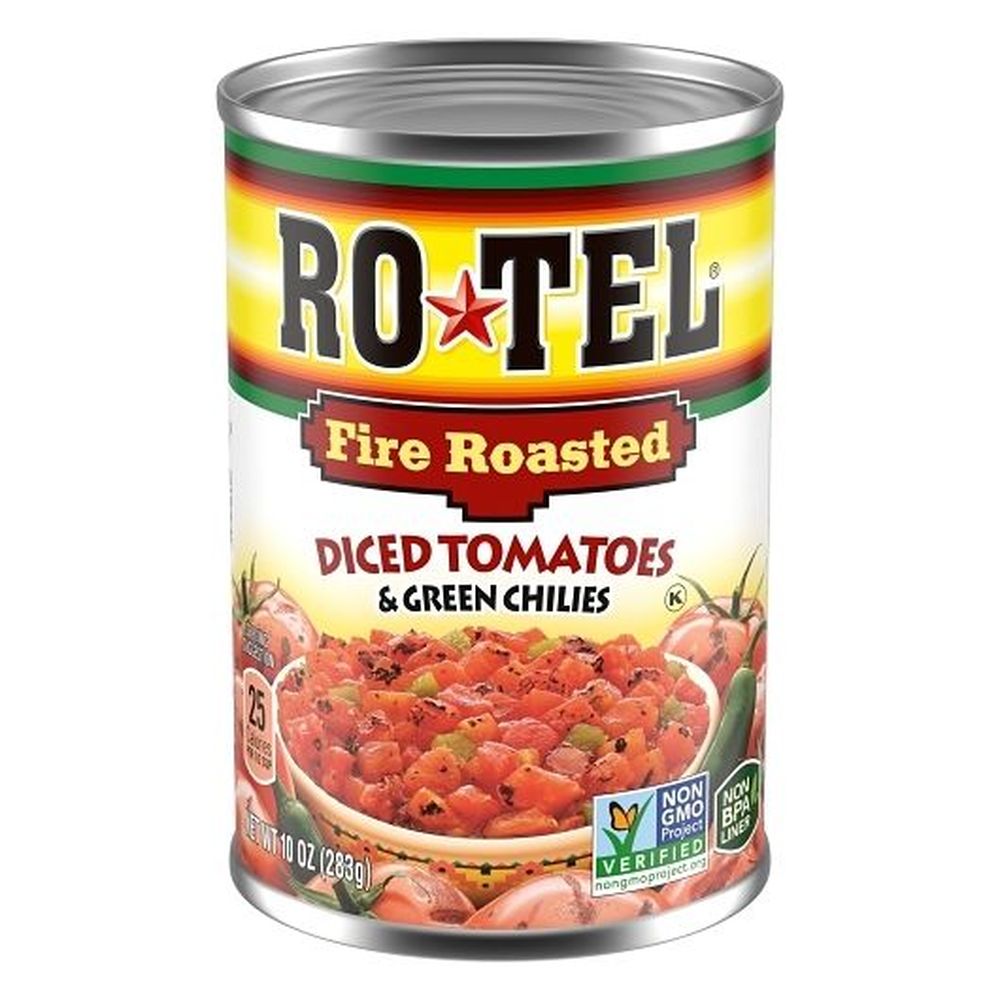 Ro Tel Fire Roasted Diced Tomatoes And Green Chilies, 10 Ounce -- 12 Per Case