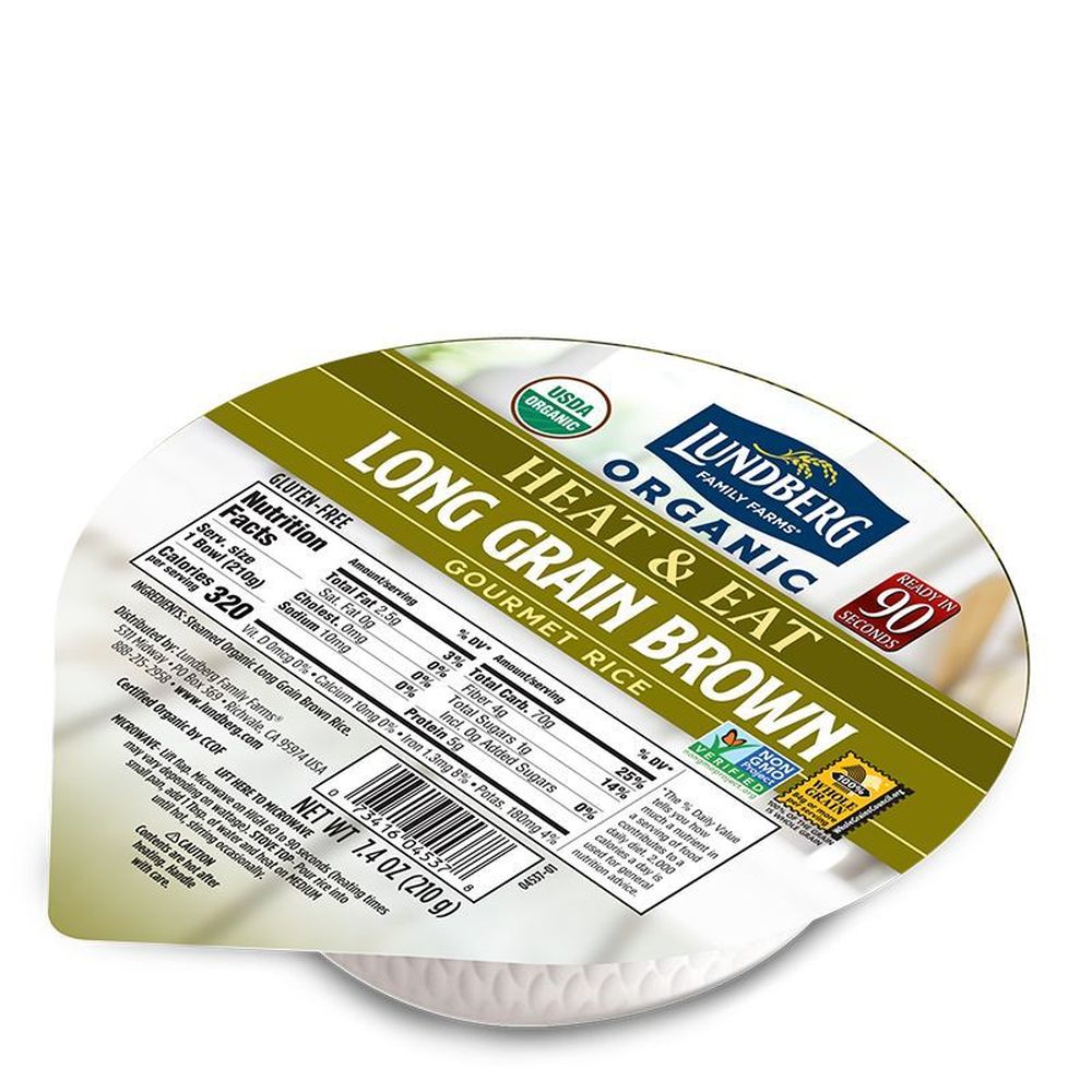 Lundberg Family Farms Organic Long Grain Brown Rice Bowl, 7.4 Ounce -- 12 Per Case