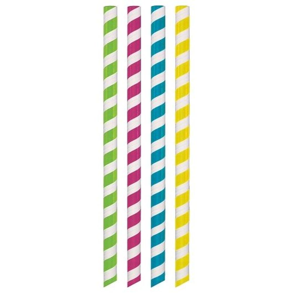 Assorted Bright Color 8.5 inch Striped Boba Tea Paper Straw