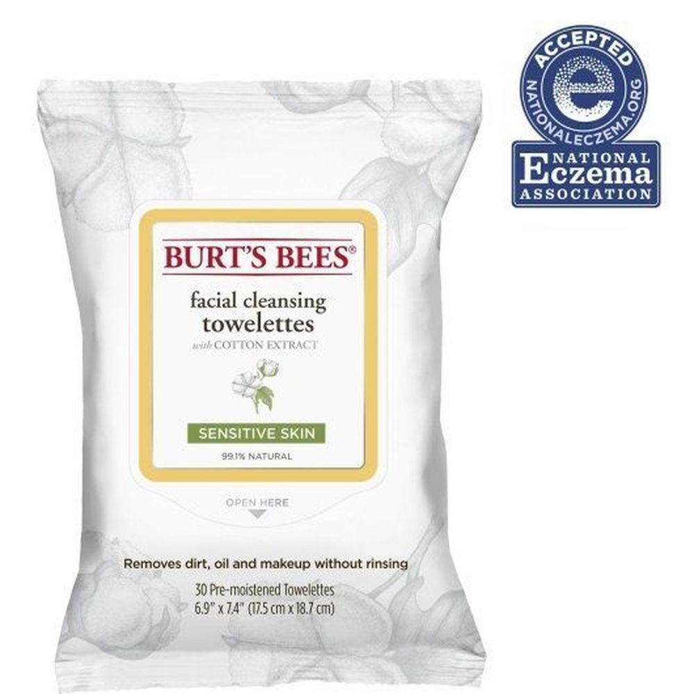 Burt's Bees Facial Cleanser Towelettes For Sensitive Skin, 30 Count -- 12 Per Case