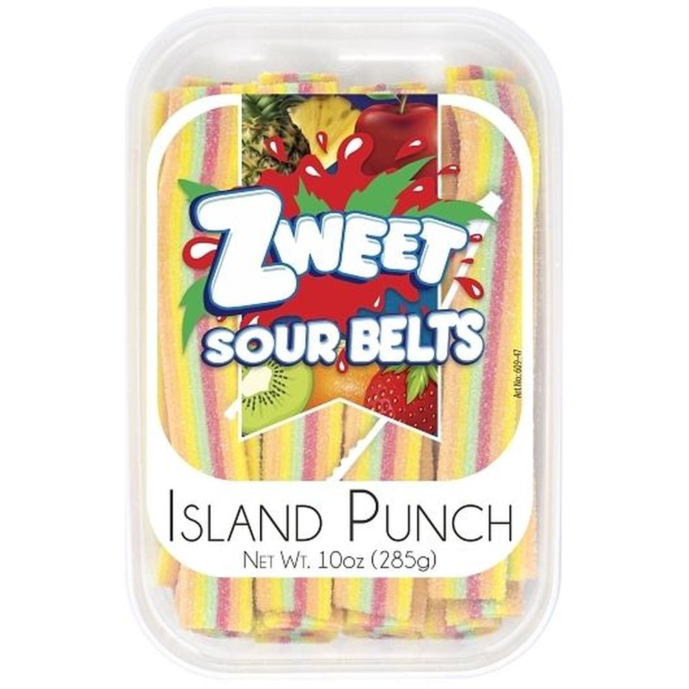 Zweet Island Punch Sour Belts Candy, 10 Ounce -- 24 Per Case