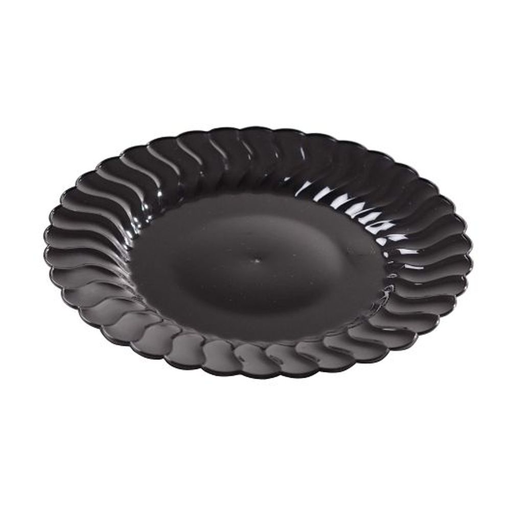 Fineline Settings Flairware Polystyrene 6 Inch Black Dessert Plate, 180 Count