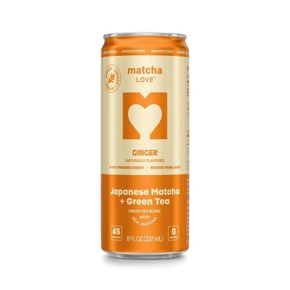 Matcha Love Unsweetened Ginger Japanese Matcha Plus Green Tea, 8 Fluid Ounce Can -- 12 Per Case