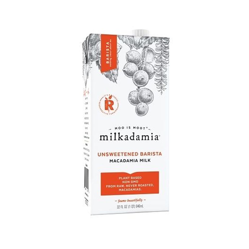 Milkadamia Unsweetened Barista Macadamia Milk, 32 Fluid Ounce -- 12 Per Case