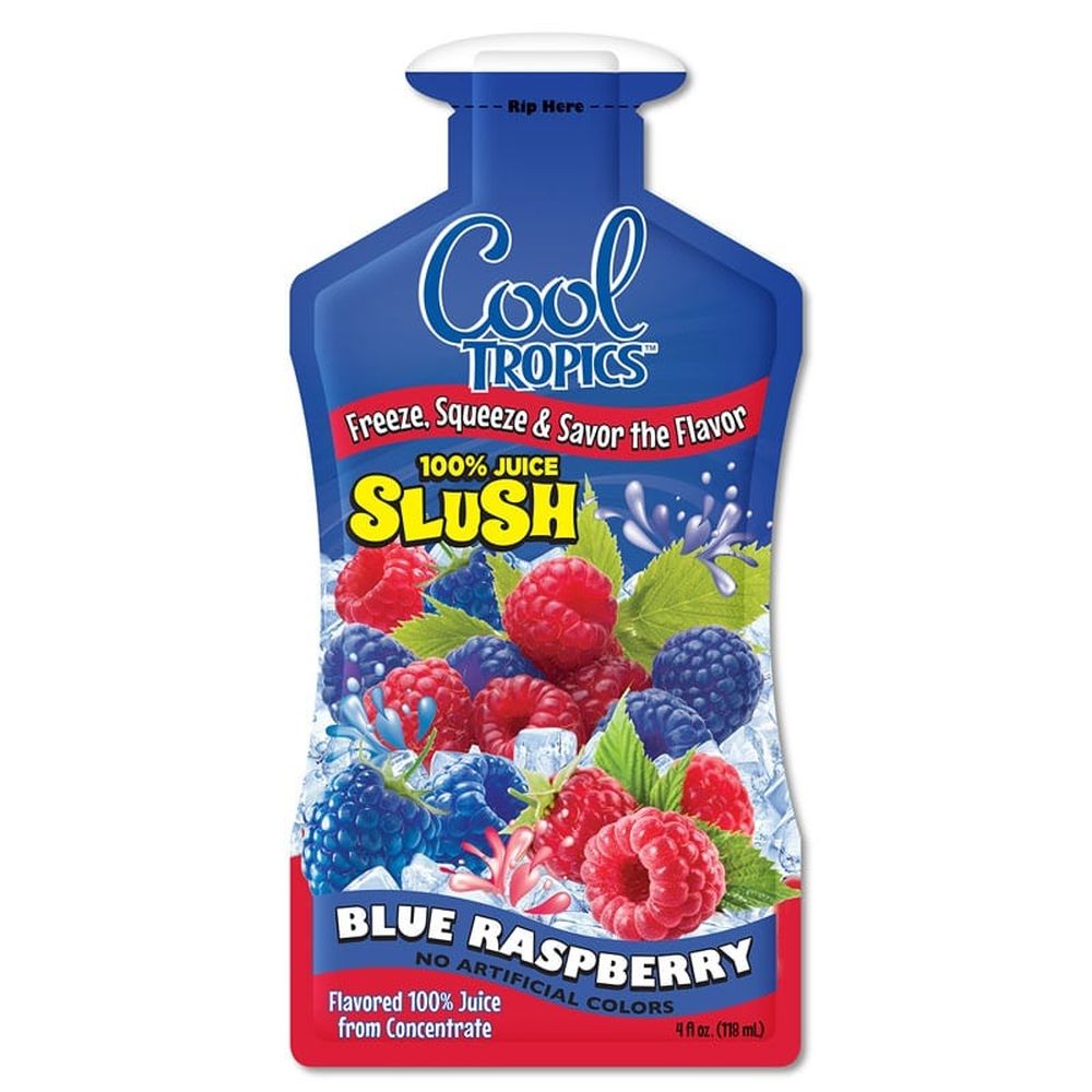 Cool Tropics Blue Raspberry 100 Percent Juice Slush, 4 Ounce -- 96 Per Case