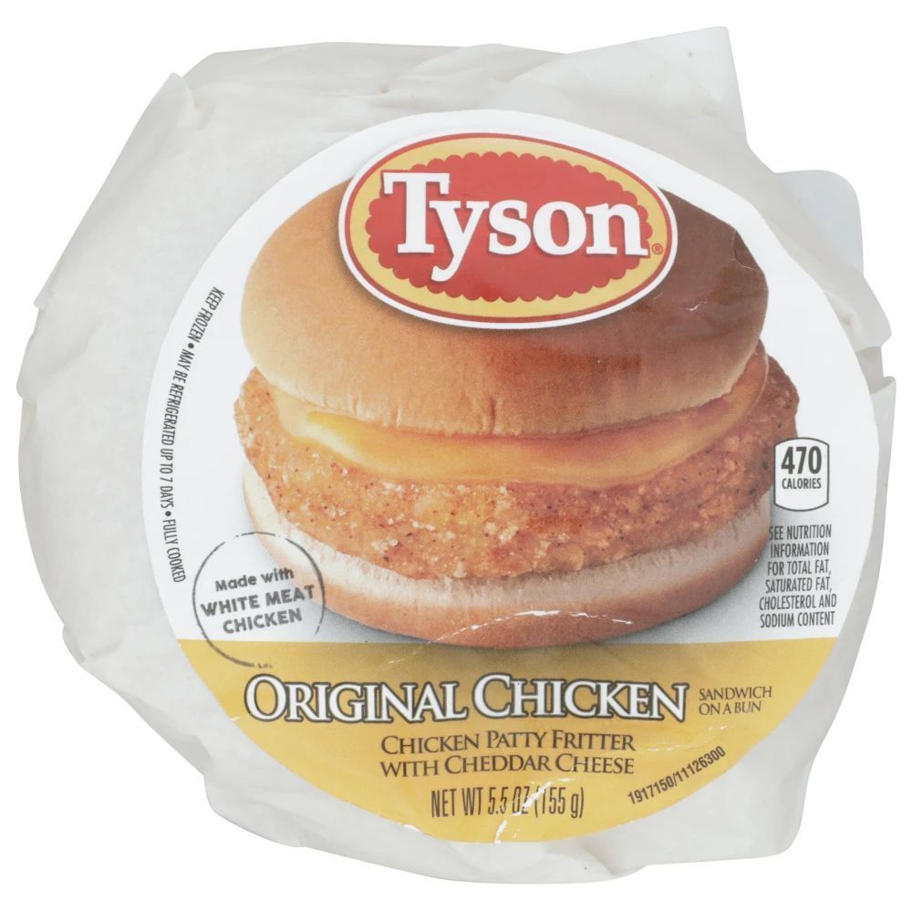 Tyson Original Chicken Sandwich With Cheddar Cheese On Bun, 5.5 Ounce -- 12 Per Case