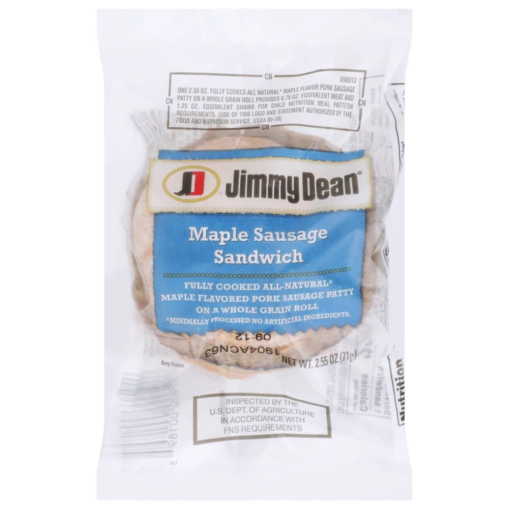 Individually Wrapped Maple Flavored Breakfast Sausage Sandwich