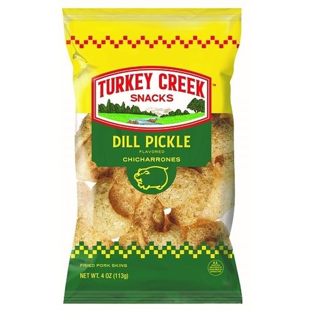 Turkey Creek Dill Pickle Pork Rinds, 4 Ounce -- 12 Per Case