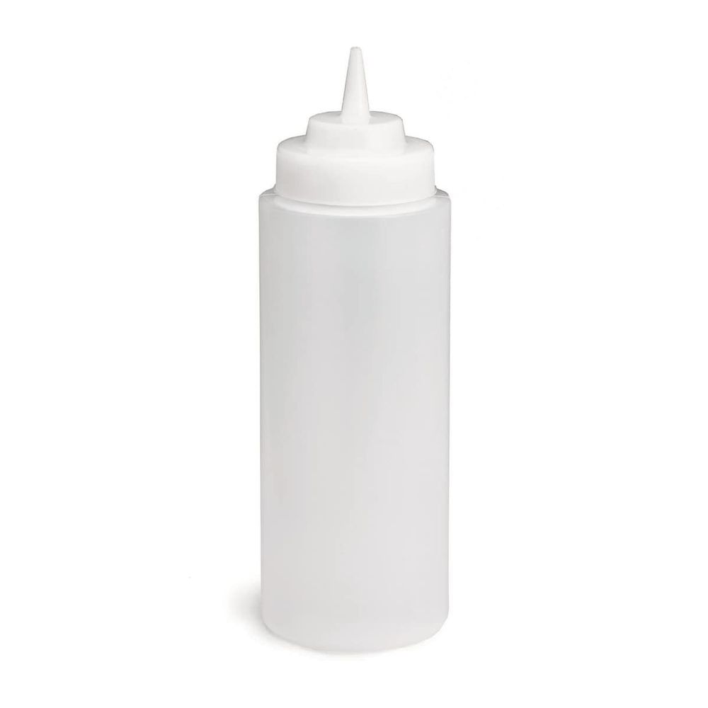 Tablecraft 32 Ounce Clear Widemouth Squeeze Bottle With Natural Top, 12 Count