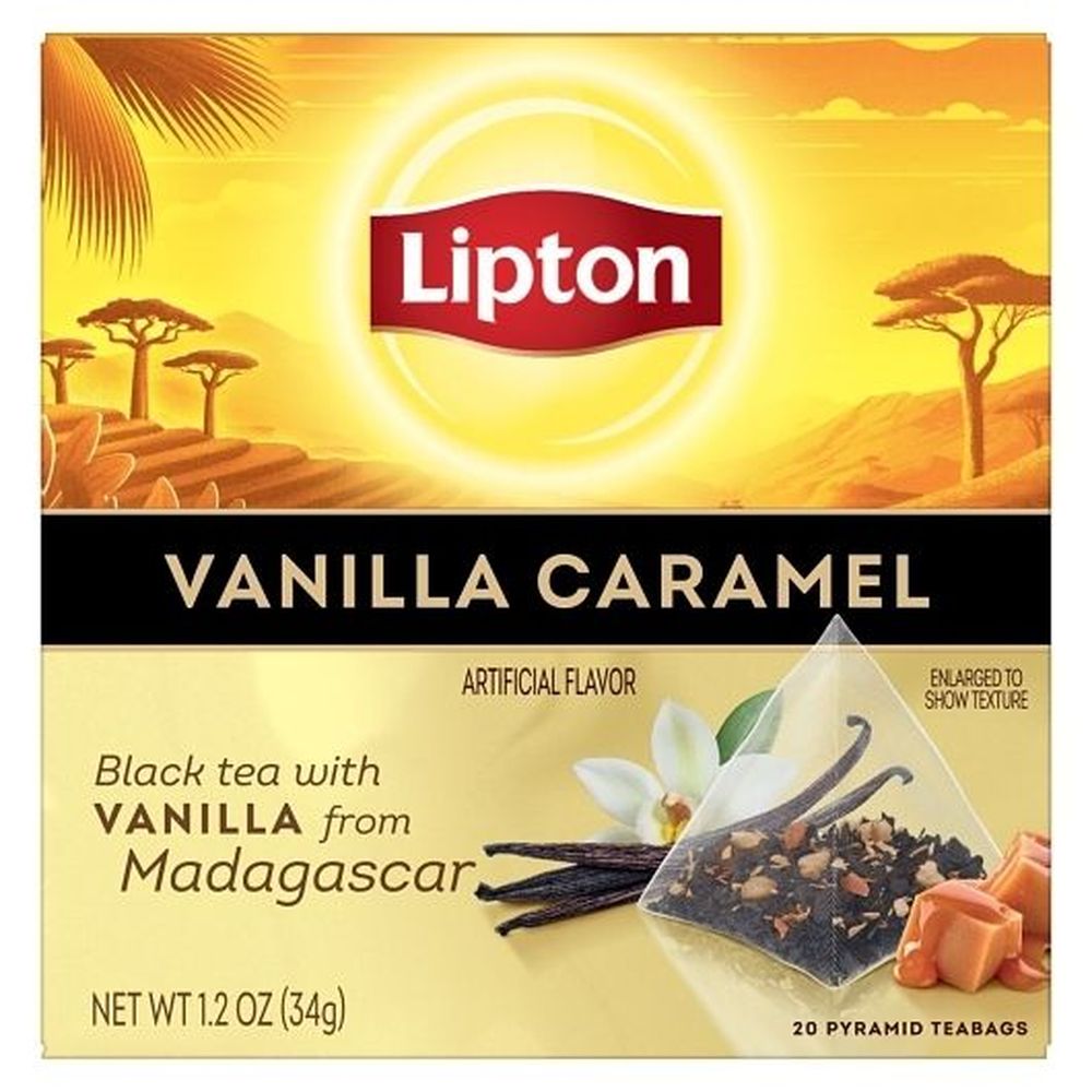 Lipton Vanilla Caramel Black Tea, 20 Pyramid Tea Bags -- 4 Per Case