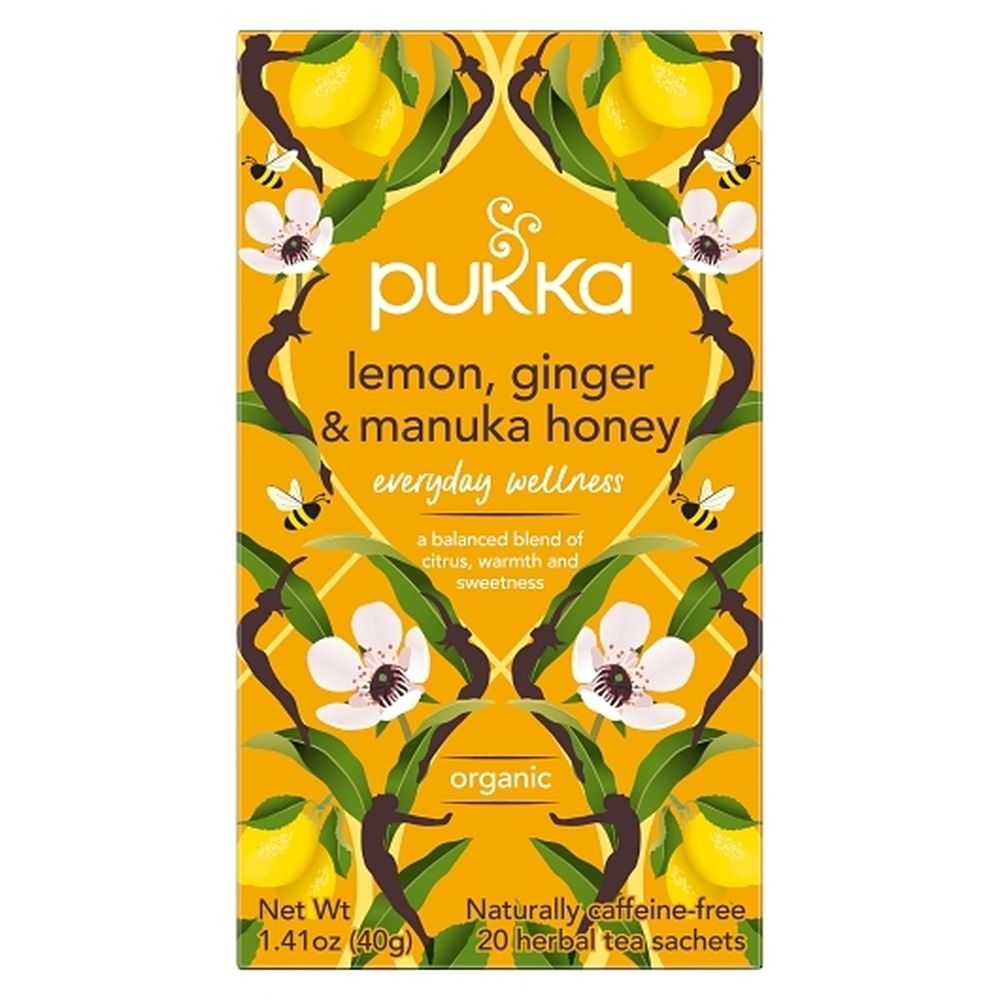 Pukka Organic Lemon Ginger And Honey Herbal Tea, 20 Tea Bags -- 4 Per Case