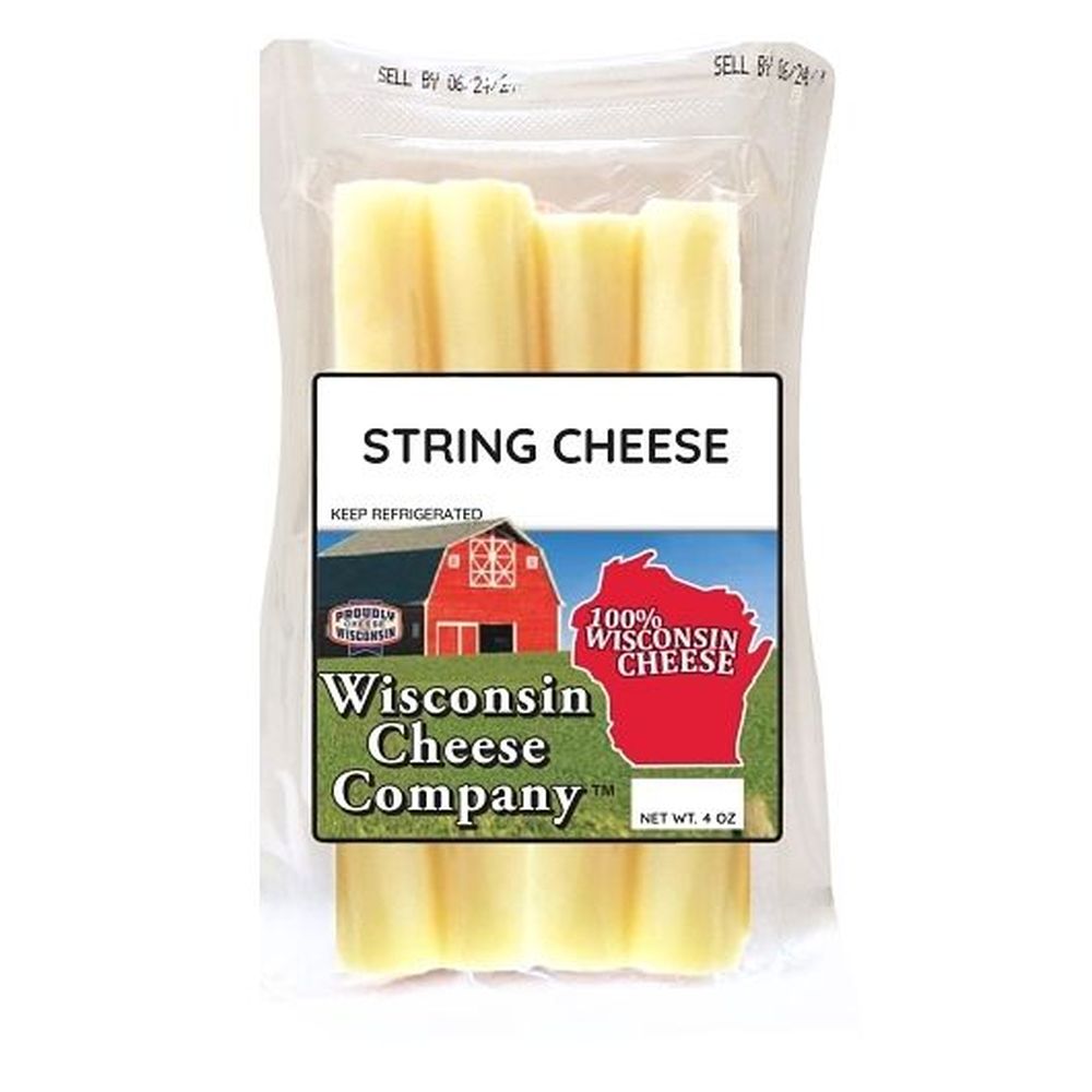 Queso En Hebras Wisconsin Cheese Company, 4 Onzas -- 48 Por Caja