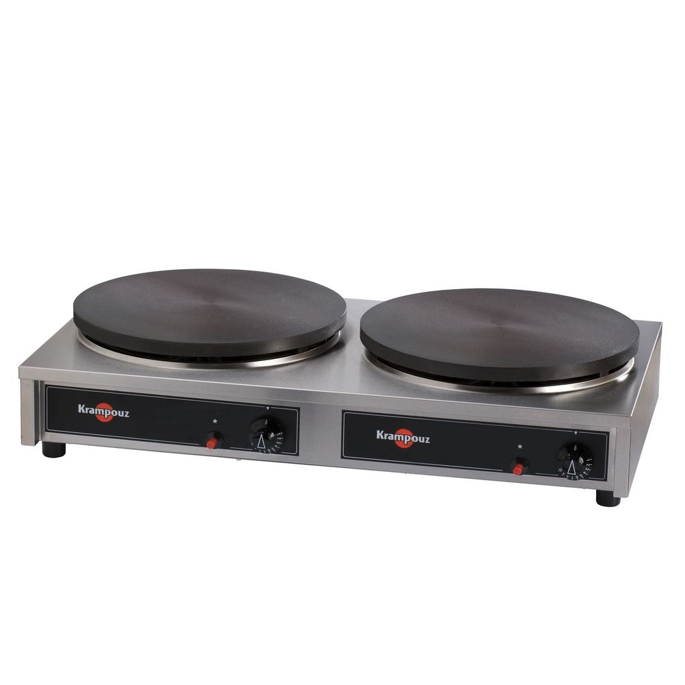 Krampouz Stainless Steel Luxury Range Square Frame Natural Gas Crepe Maker With 2 Burners, 33.9 X 20.5 X 7.6 Inch