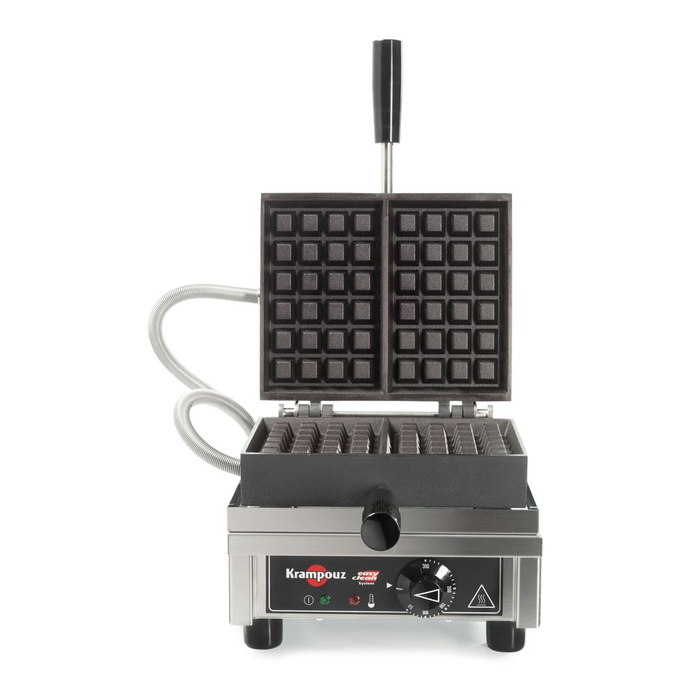 Krampouz 120v Single Electric 4 X 6 Inch Brussels Waffle Maker With 90° Opening, 15 X 12.3 X 9.1 Inch