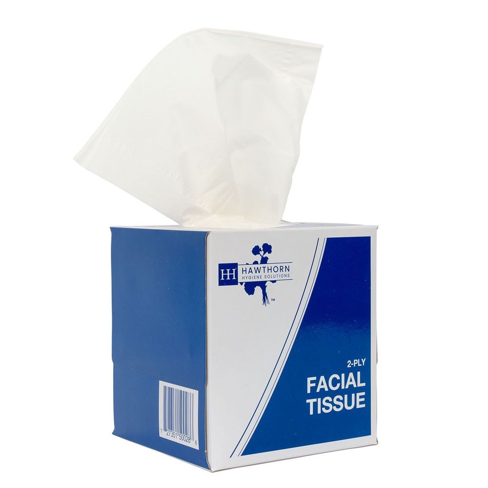 Hawthorn Cube Facial Tissue, White, 80 Sheets -- 36 Per Case