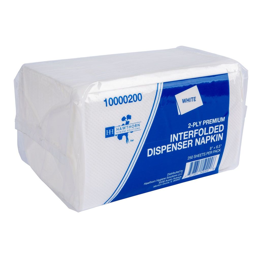 Hawthorn Interfold Quilted Display Napkin 2-ply, White, 8 X 6.5 Inch -- 6000 Per Case
