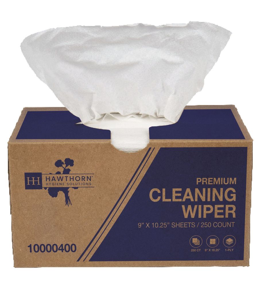 Hawthorn White Paper Premium Light Duty Cleaning Wiper, 9 X 10.25 Inch -- 6000 Per Case