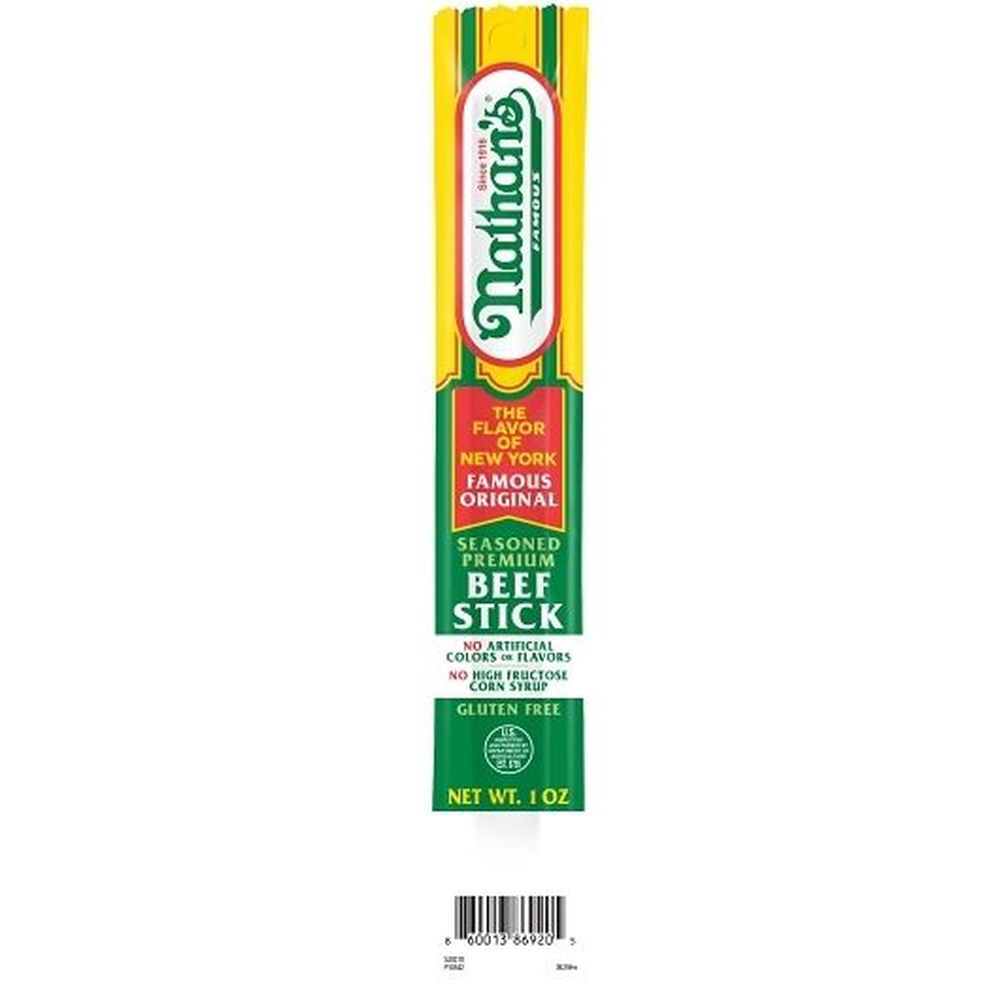 Nathan's Famous Original Seasoned Premium Beef Sticks, 1 Ounce -- 48 Per Case