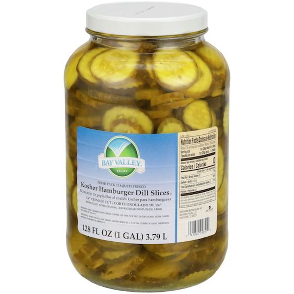Bay Valley Foods Kosher 1/4 Crinkle Cut Sliced Dill Pickle, 1 Gallon -- 4 Per Case