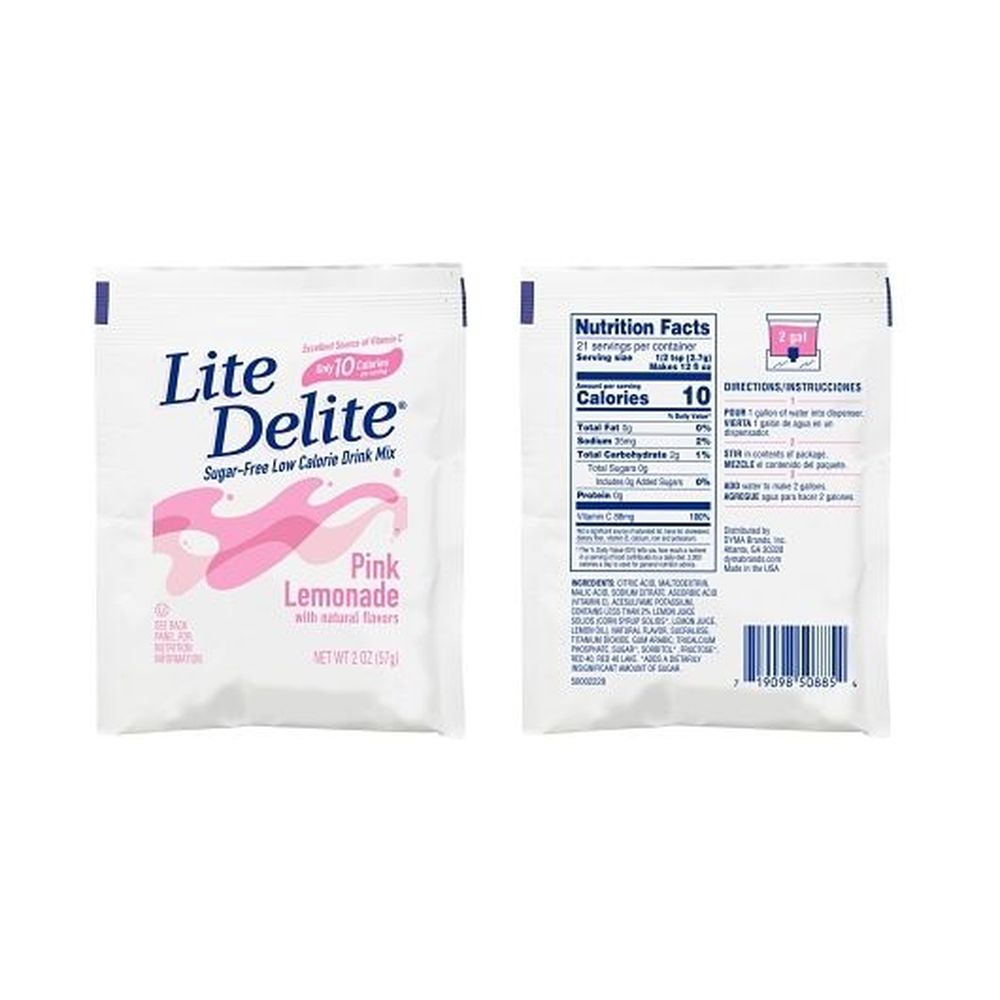 Lite Delite Sugar Free Pink Lemonade Drink Mix, 2 Ounce -- 12 Per Case
