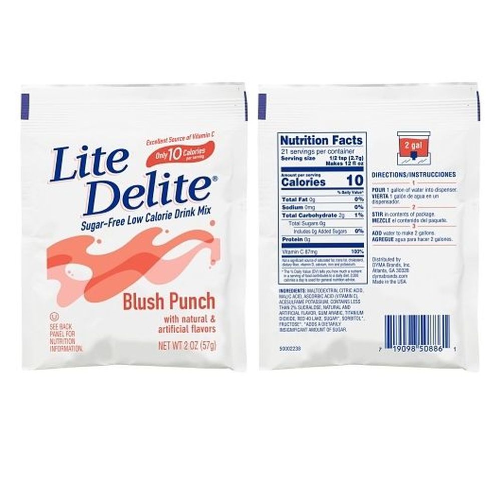 Lite Delite Sugar Free Blush Punch Drink Mix, 2 Ounce -- 12 Per Case