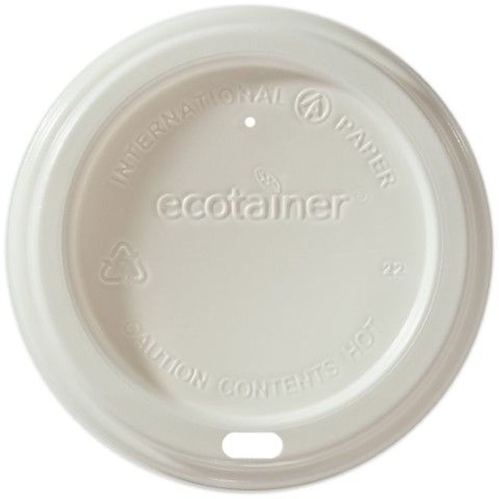 White PLA Coated Paper Dome Lid for 10/12/16/20 Ounce Ecotainer Hot Cup