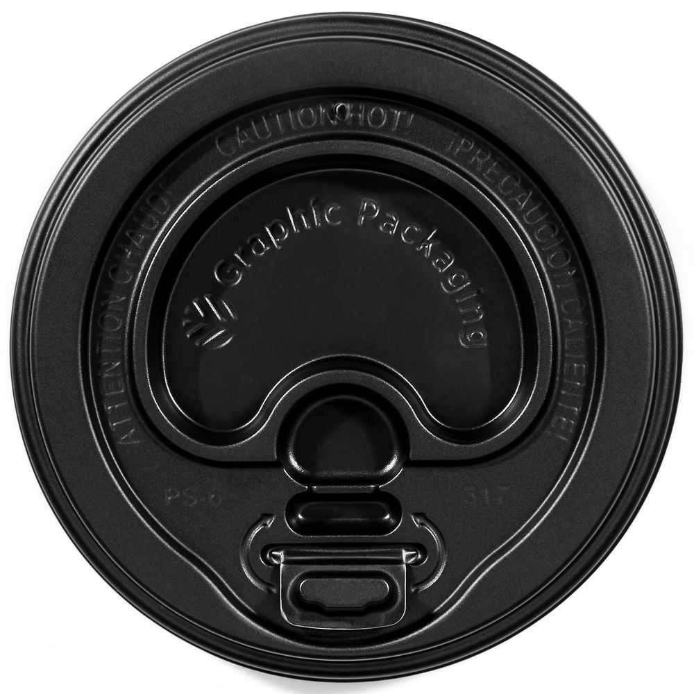 Black Lock-Back Dome Lid for 10 to 24 Ounce Hot Cup