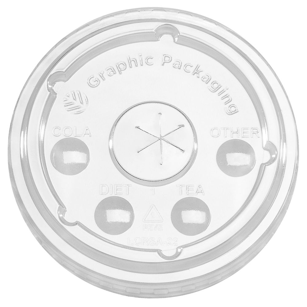 Clear Flat PETE Bubble Lid for 12-24 Ounce Cold Cup