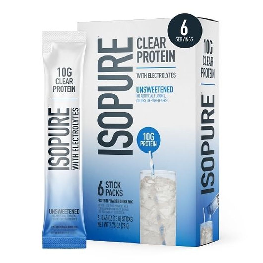 Isopure Unsweetened Clear Protein Powder Drink Mix - Stick Pack, 0.05 Pound -- 6 Per Case