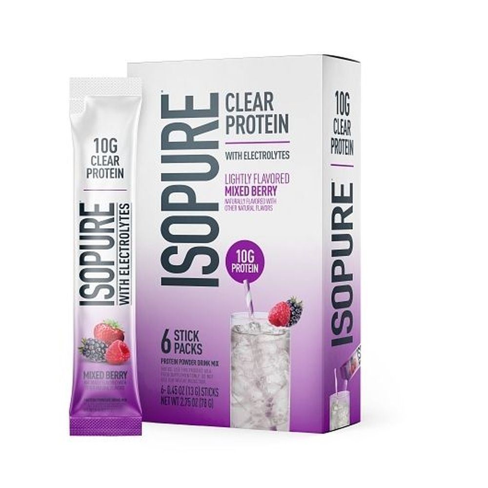 Isopure Mixed Berry Clear Protein Powder Drink Mix - Stick Pack, 0.05 Pound -- 6 Per Case