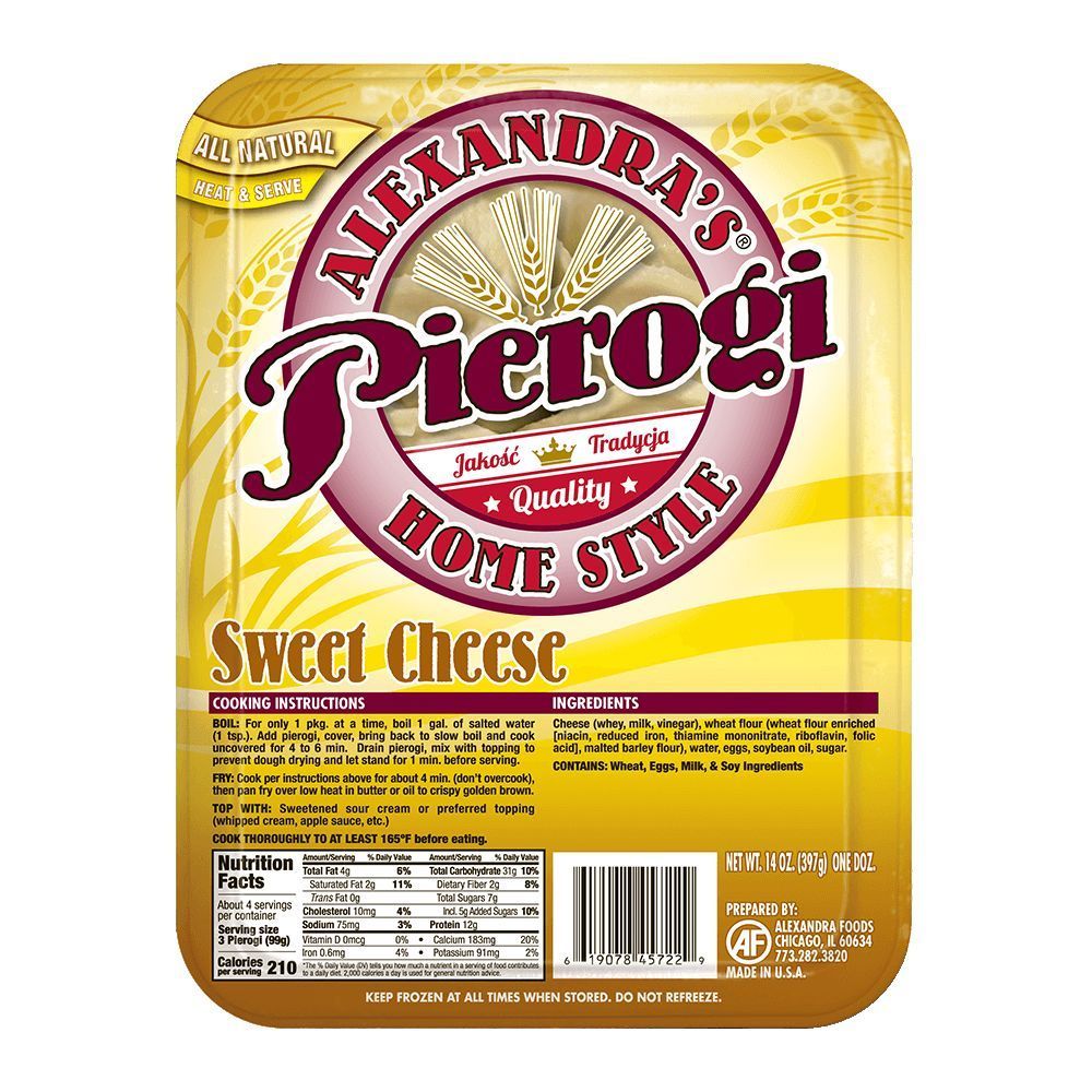 Alexandra's Home Style Sweet Cheese Pierogi, 14 Ounce -- 10 Per Case
