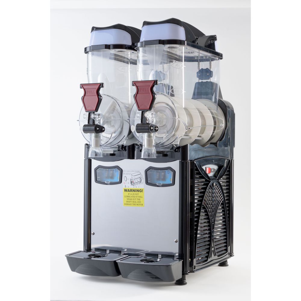 Cofrimell Black Commercial Frozen Slush Dispenser With 2 Tanks, 2.6 Gallon Capacity