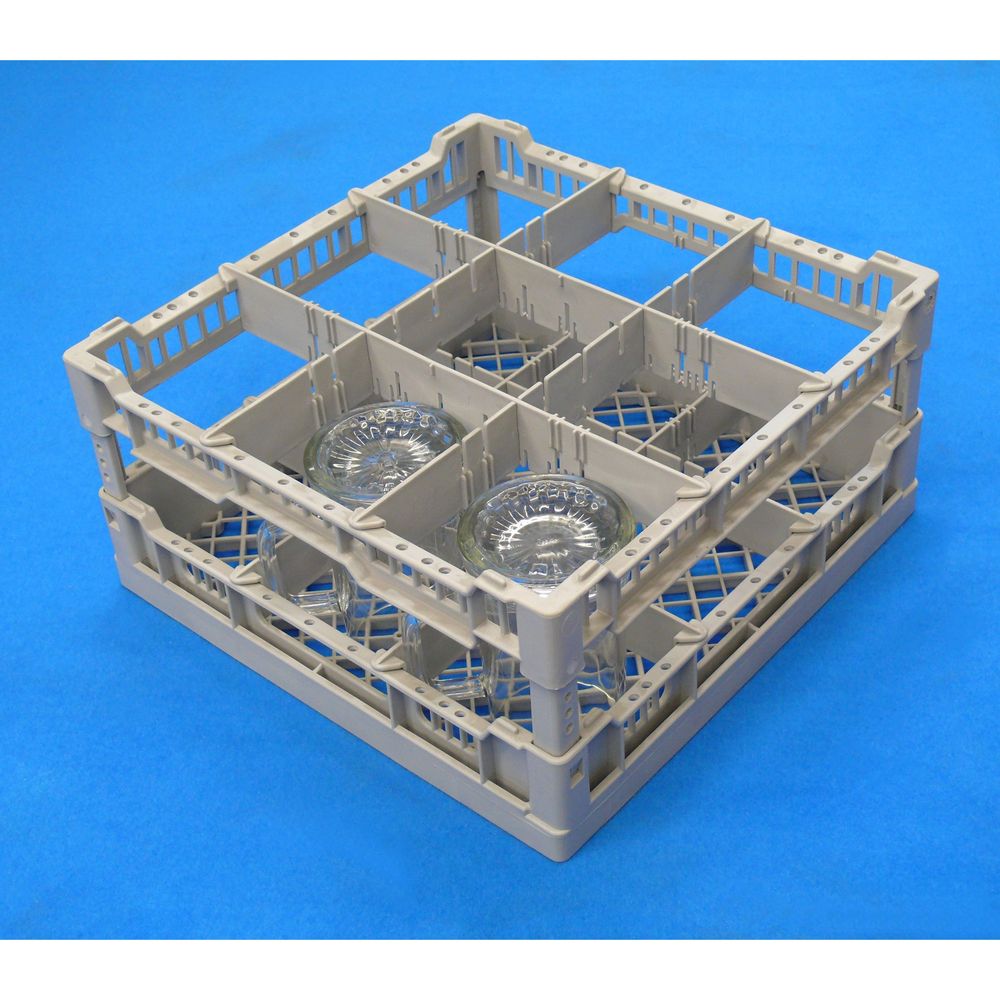 Lamber Plastic Glass Rack With 9 Compartments, 15.5 X 15.5 X 7.5 Inch