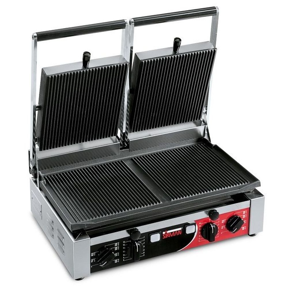 Sirman Commercial Electric Ribbed Large Panini Grill, 17.5 X 20.5 X 9.5 Inch