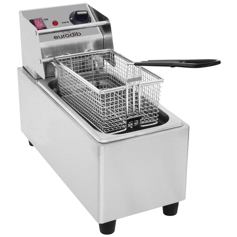 Eurodib 120v Electric Countertop Fryer With Single Large Basket, 3 Liter Capacity