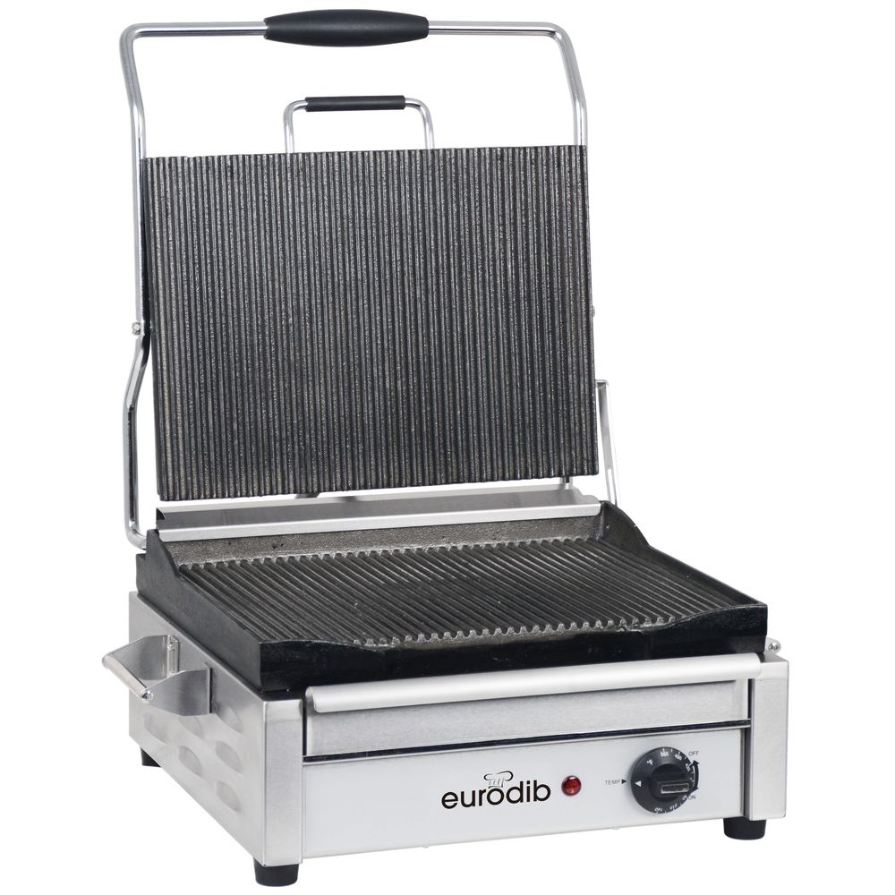 Eurodib Sfe Series 120v Electric Medium All Sides Ribbed Commercial Panini Grill, 17 X 16 X 9.25 Inch