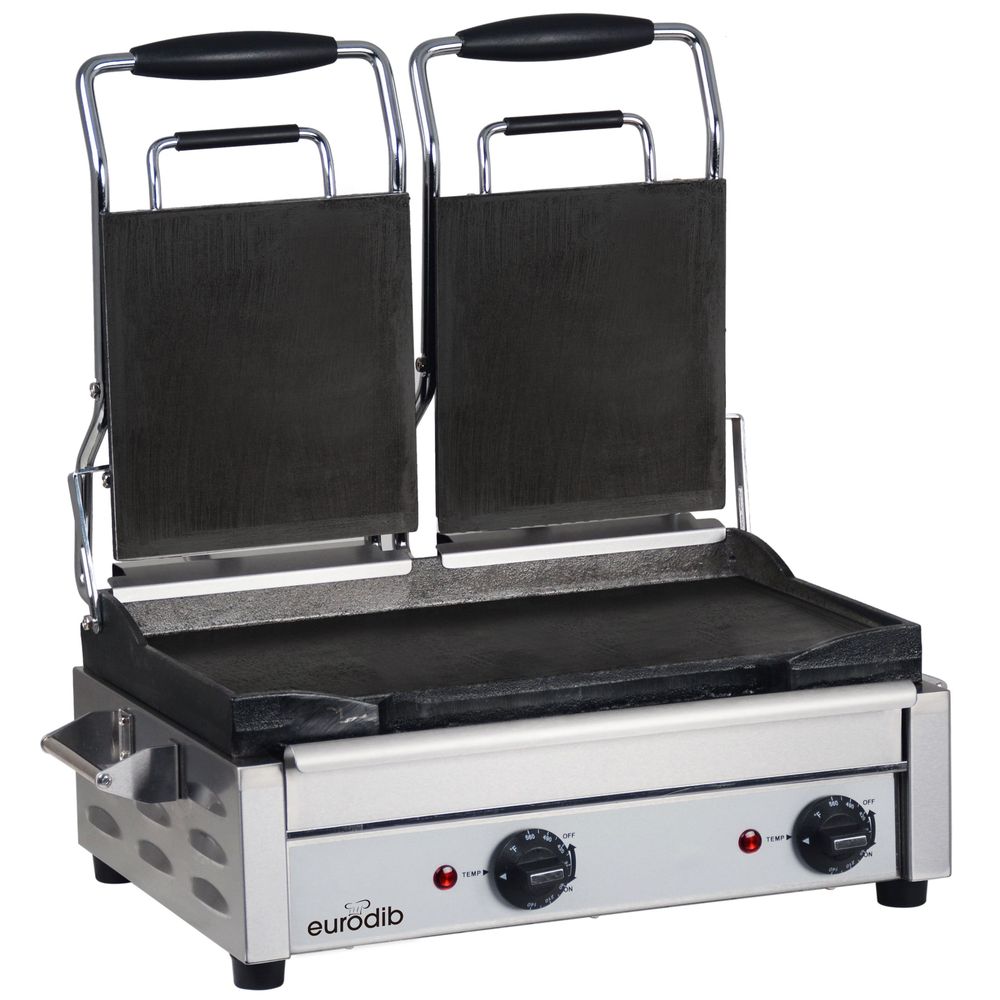 Eurodib Sfe Series 240v Electric Large All Sides Flat Commercial Double Panini Grill, 15.4 X 18.7 X 9.3 Inch