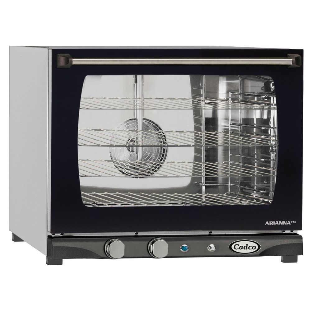 Cadco Heavy-duty Stainless Steel 220 Volt Countertop Convection Oven With Manual Controls And Humidity, 3 Half Size Sheet Pan Capacity, 23 5/8 X 20 X 28 1/8 Inch