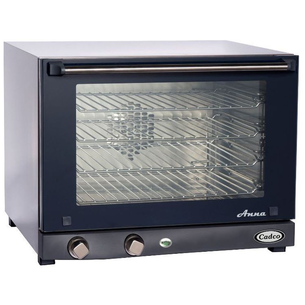 Cadco Medium Duty Stainless Steel 208-240 Volt Ountertop Convection Oven With Manual Control, 4 Half Size Sheet Pan Capacity, 23-5/8 X 23-3/4 X 18-5/8 Inch