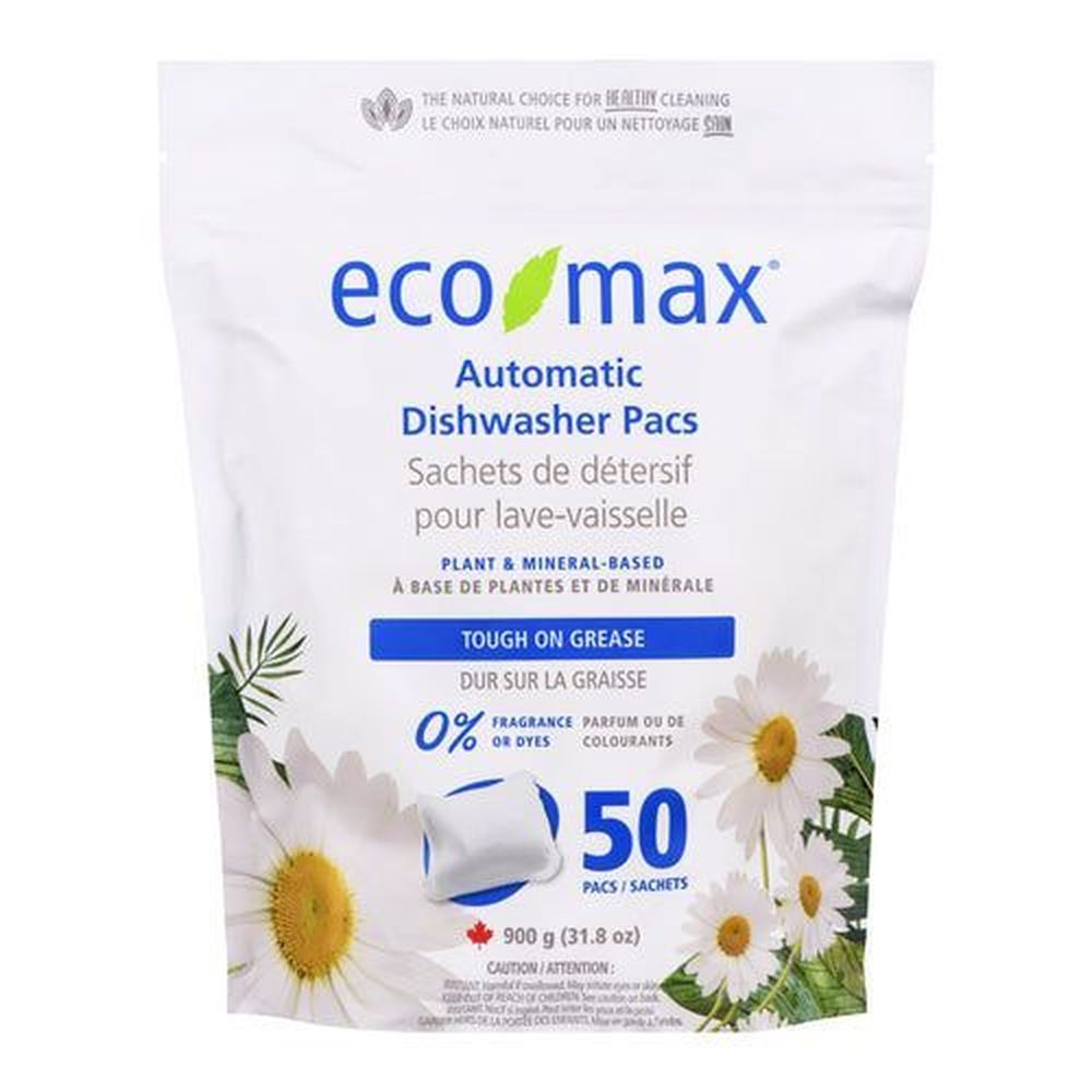 Eco-max Fragrance Free Automatic Dishwasher Pacs, 50 Count -- 4 Per Case