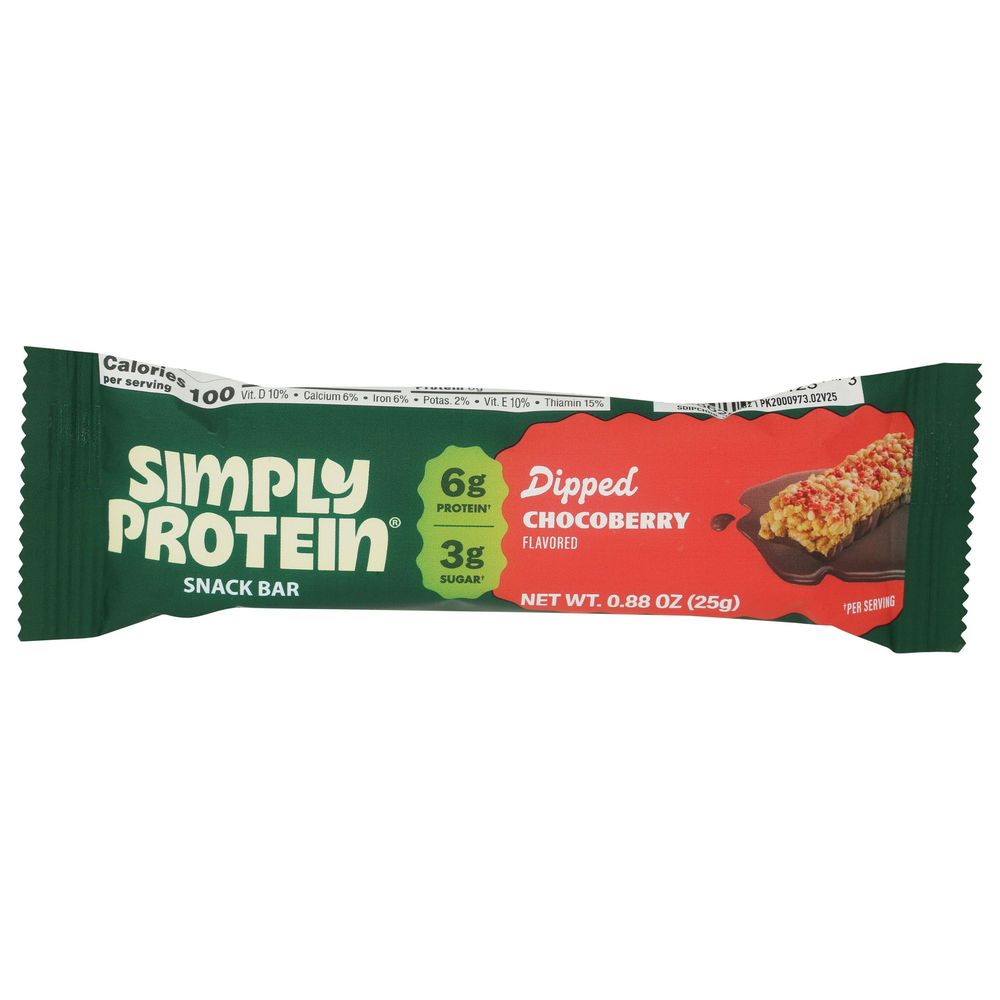 Simply Protein Chocoberry Flavor Dipped Snack Bar, 4.4 Ounce -- 6 Per Case