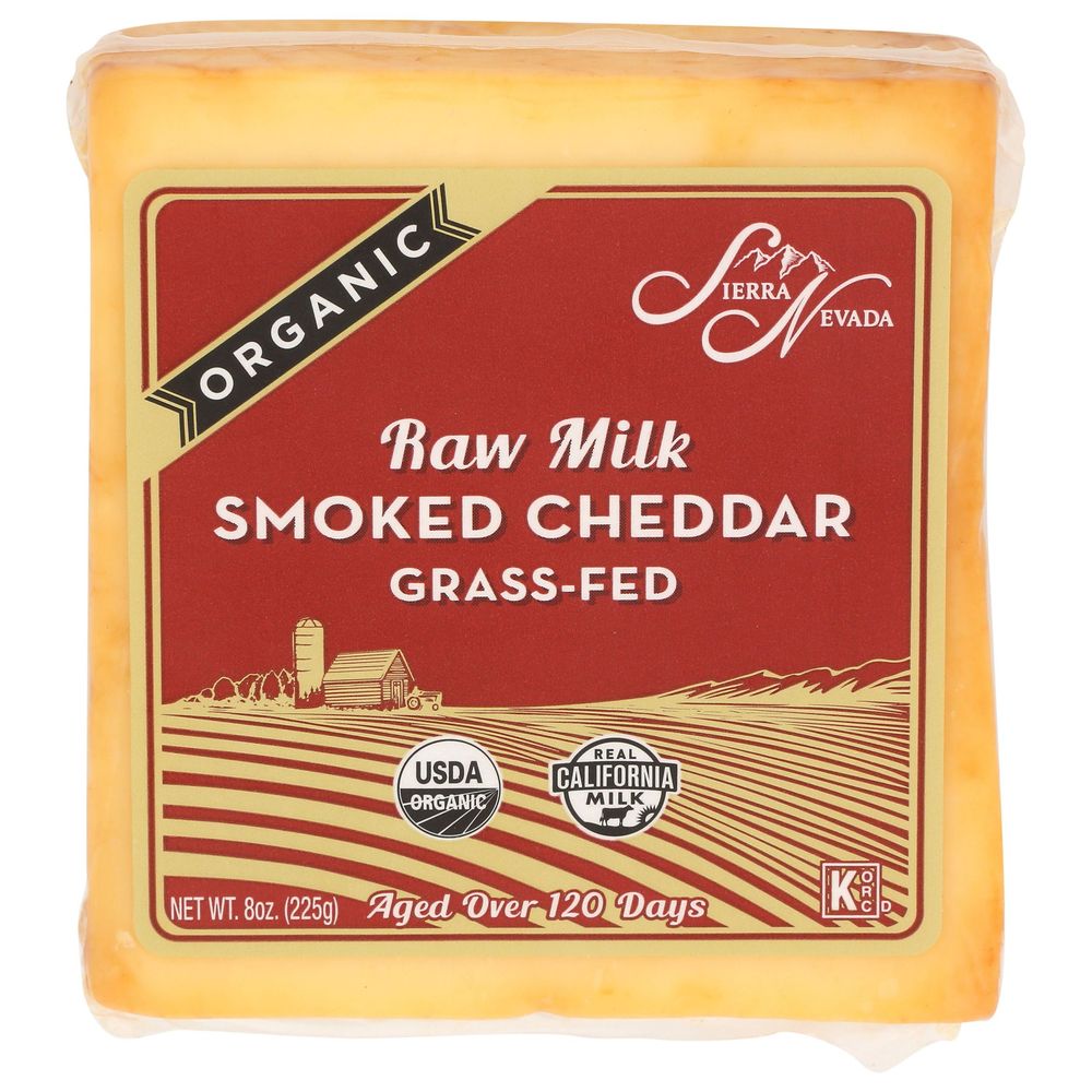 Sierra Nevada Organic Raw Milk Smoked Cheddar Cheese, 8 Ounce -- 12 Per Case