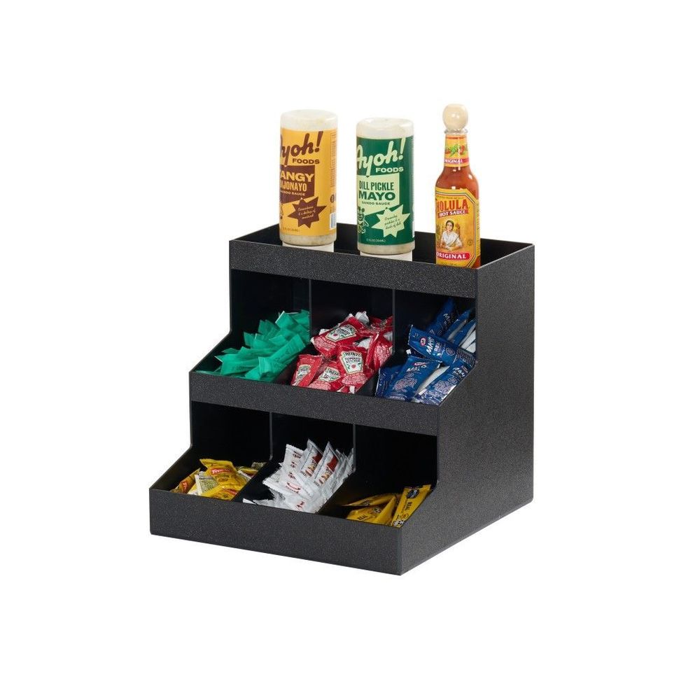 Cal-mil Classic Black Abs 2-tier Condiment Organizer, 12 X 12 X 11 1/2 Inch