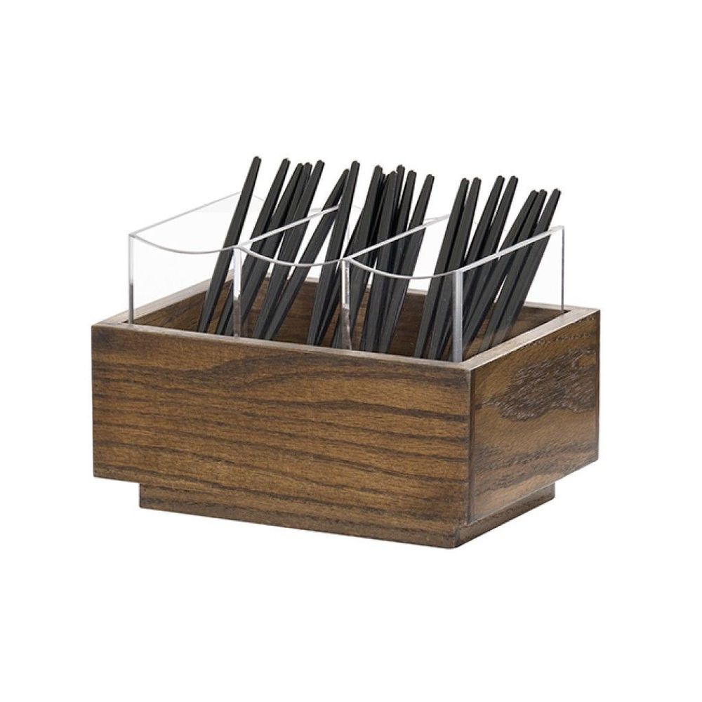Cal-mil Melrose Collection Chocolate Brown Oak Wood Flatware Organizer, 6.75 X 9.5 X 6.25 Inch