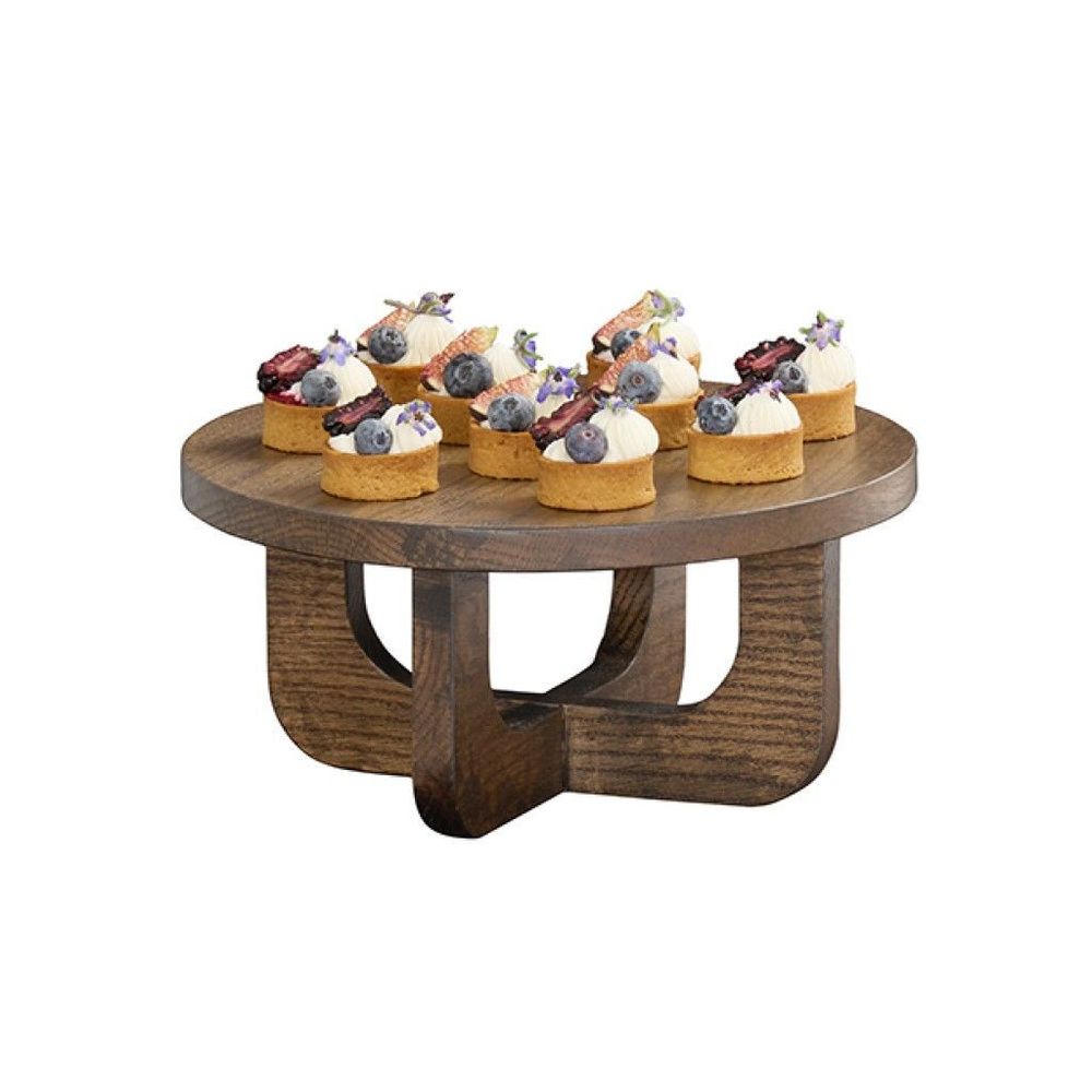 Cal-mil Melrose Collection Chocolate Brown Oak Wood Round Riser, 12 X 6 Inch