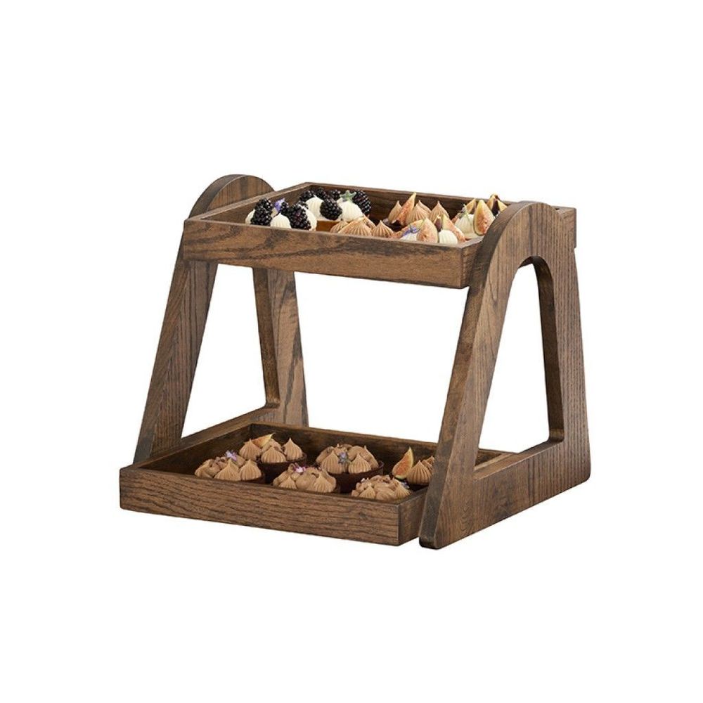 Cal-mil Melrose Collection Chocolate Brown Oak Wood Two Tier Merchandiser, 16 X 15 X 13 Inch