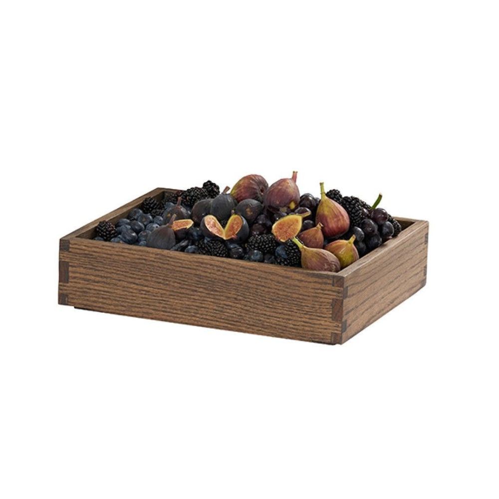 Cal-mil Melrose Collection Chocolate Brown Oak Wood Medium Tray, 10 X 12 X 3 Inch