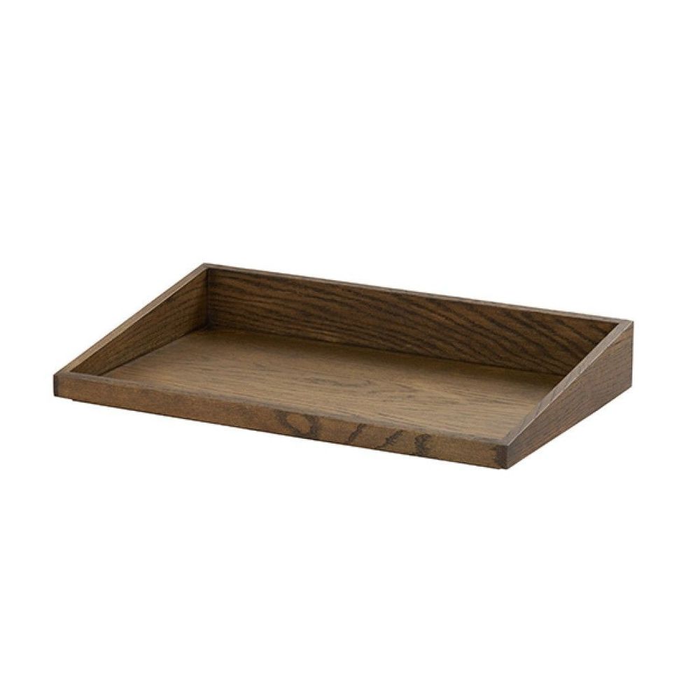 Cal-mil Melrose Collection Chocolate Brown Oak Wood Angled Tray, 20 X 12 X 3 Inch