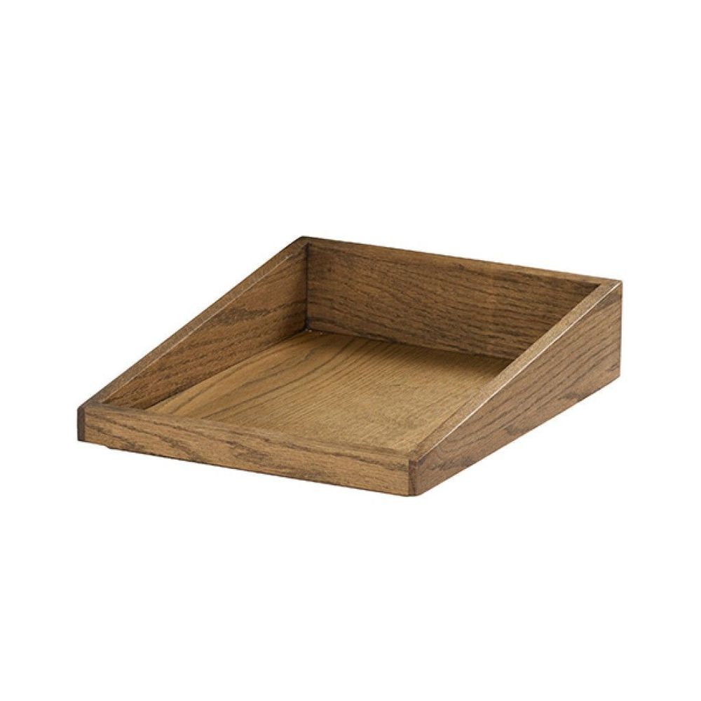 Cal-mil Melrose Collection Chocolate Brown Oak Wood Angled Tray, 12 X 10 X 3 Inch